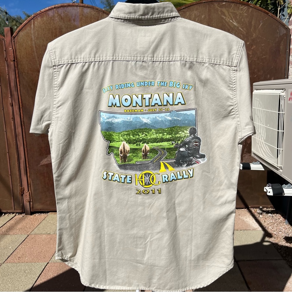 2011 Staff Rallies Harley Davidson - Under the Big Sky Montana Button Up Medium